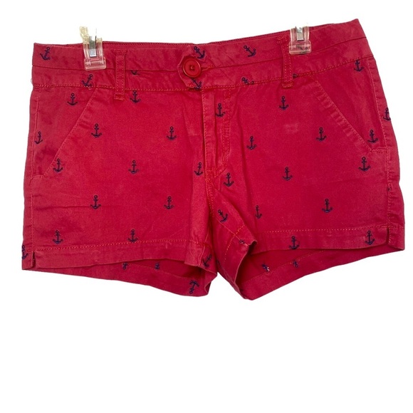 Red Shorts Blue Anchors Size 10 Telluride Preppy Nautical Beach‎ Hotpants - Picture 1 of 9